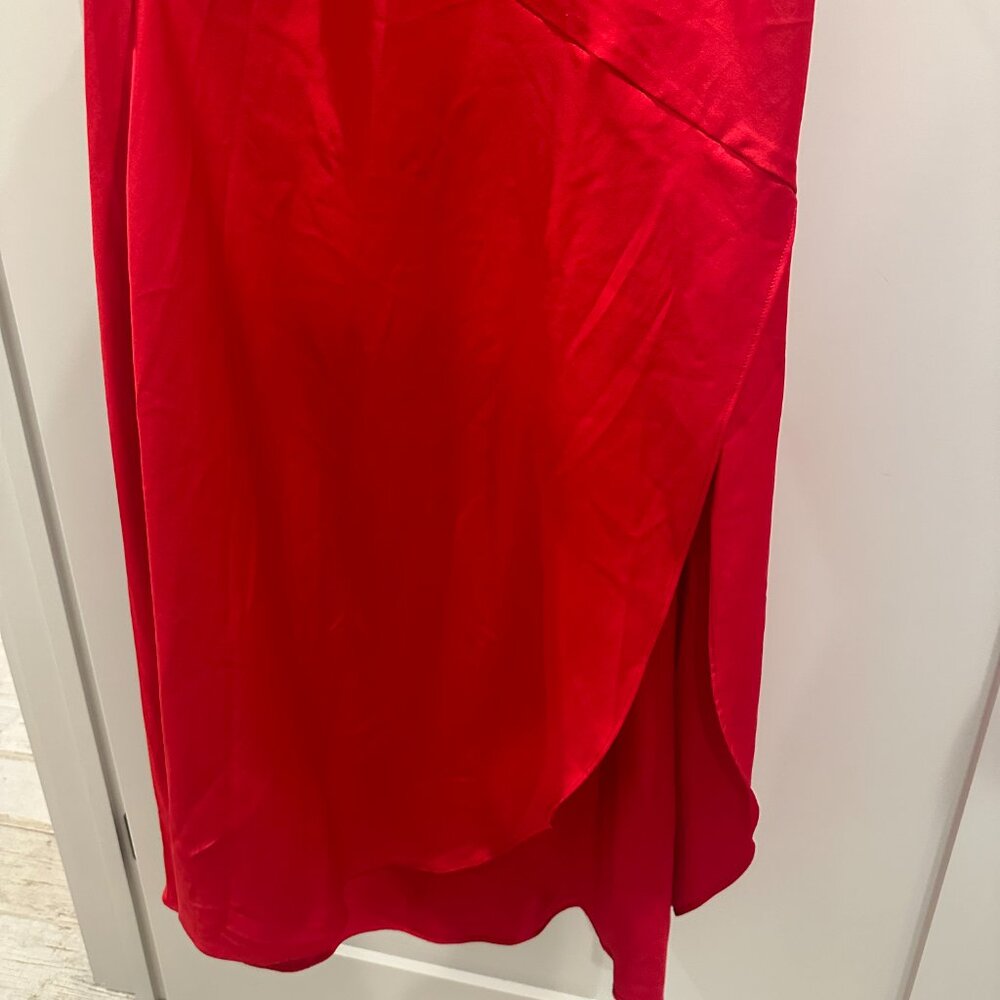 Urban Outfitters Red Satin Gown with Ruffle Detailing and Open Back - Picture 10 of 10